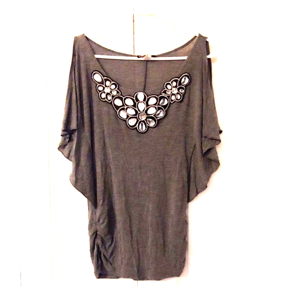 Grey beaded top